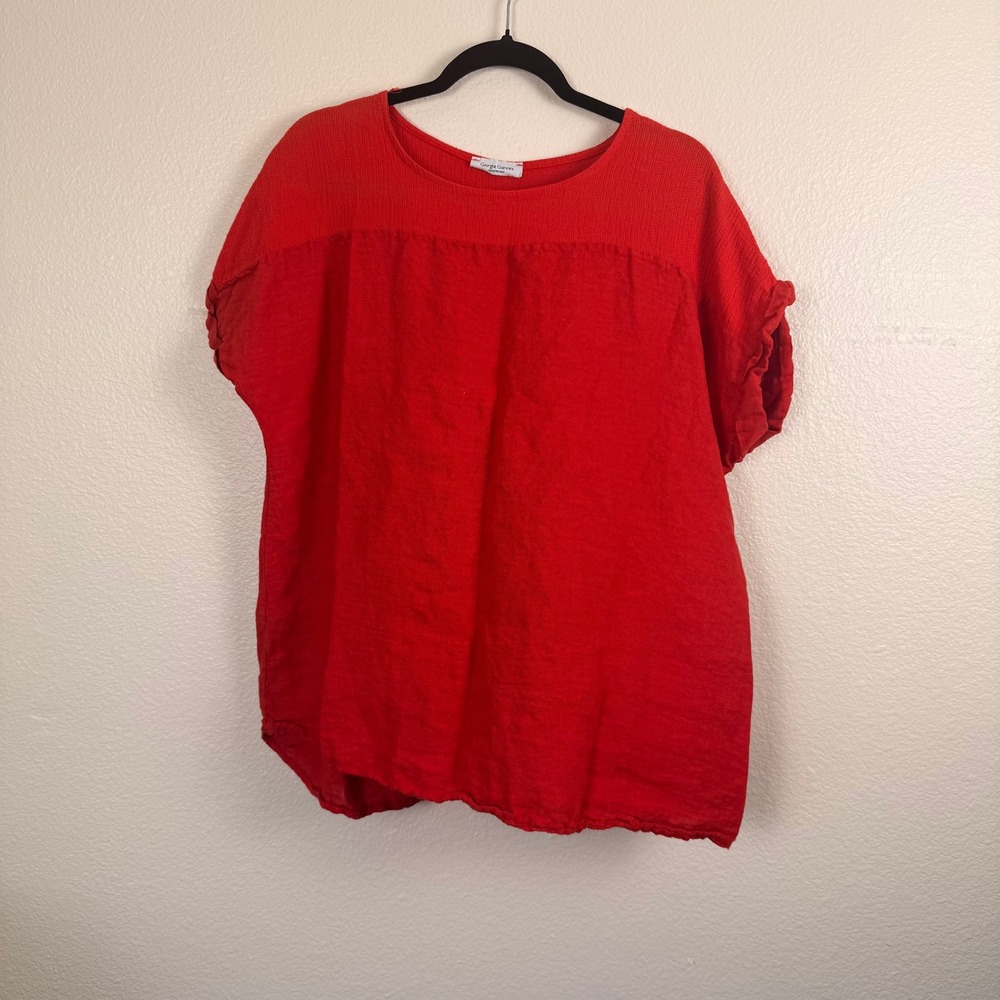 Giorgia‎ Giannini Linen Top Women 2X Red Summer beach Mixed Media Made in Italy